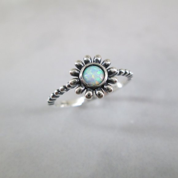 OPAL Flower Ring>925 Flower ring,Opal ring,925 Sterling Silver Rings,Opal - Picture 1 of 5